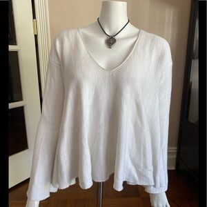 Free People White Deep V Sweater Size XS